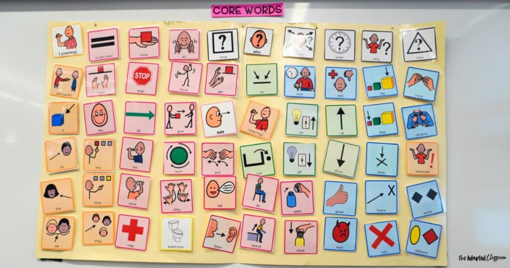 core word board for AAC