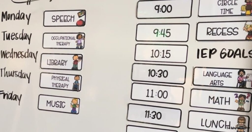 editable visual schedule for severe needs