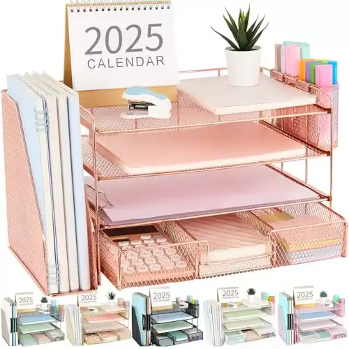 Paper Letter Tray Organizer (Rose Gold)